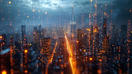 Obraz premium Futuristic High-Tech City, A sci-fi city scene at street level