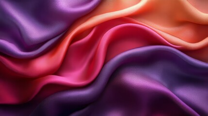 Obraz premium Colorful satin fabric forming elegant waves background
