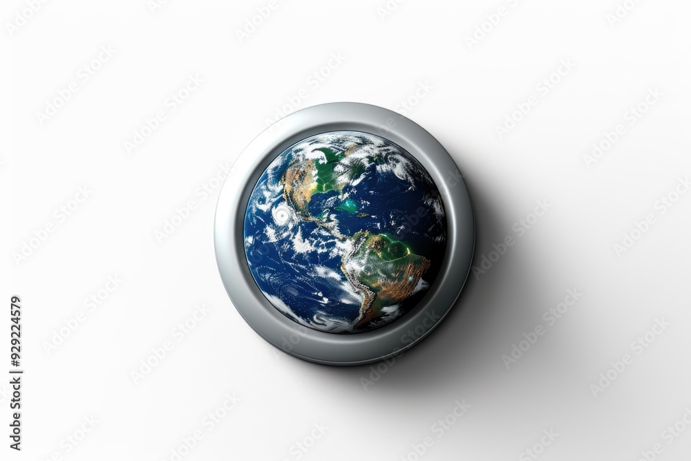 Poster a clock with a picture of the earth on its face, suitable for use in educational or environmental se