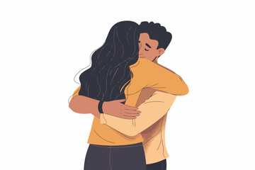 indian woman hugging with man stock image isolated vector style