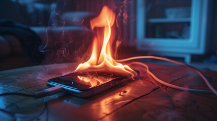 Fire hazard from mobile device during charging. Mobile phone catches fire whilst charging.	