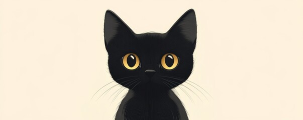 Black kitten with big yellow eyes staring intently
