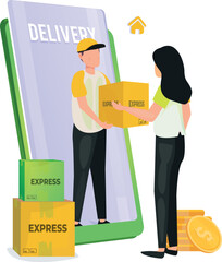 Fast delivery and online shopping internet store purchases delivery concept delivery