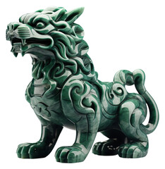 PNG Intricate jade lion sculpture art