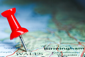 Wales, Great Britain pin on map