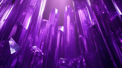 A mesmerizing display of purple crystalline structures illuminated by soft light.