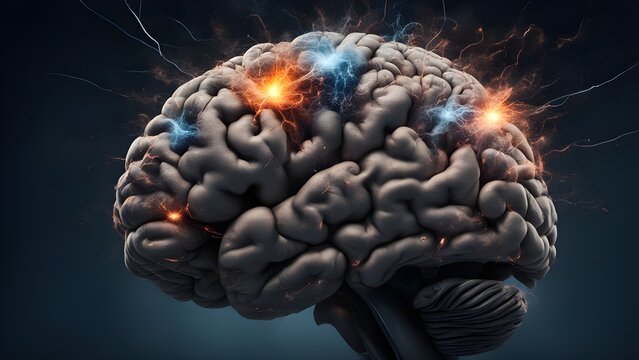 Concept art of a human brain exploding with knowledge and creativity. generative ai