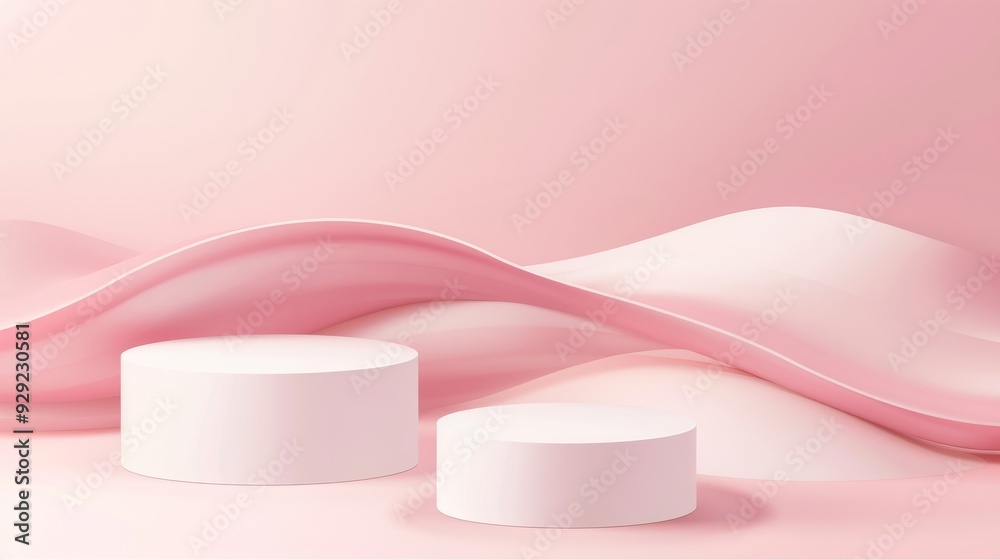 Poster Soft curves and minimal shapes create a tranquil atmosphere, ideal for presenting various products in an elegant manner