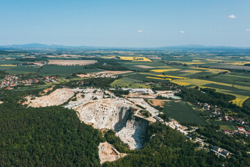 Obraz premium Aerial View of Limestone Quarry in Countryside