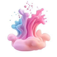 Fototapeta premium A vibrant splash of pink and blue colors, creating a dynamic and fluid shape, perfect for artistic or abstract design projects. transparent background