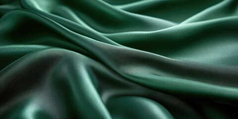 Obraz premium Abstract Green Fabric Texture with Smooth, Flowing Drapes