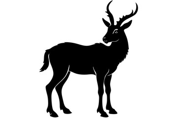 
silhouette of a markhor vector, markhor flat icon