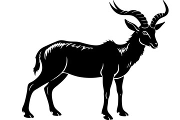 
silhouette of a markhor vector, markhor flat icon