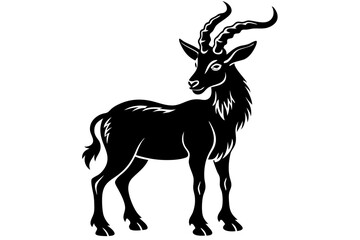 
silhouette of a markhor vector, markhor flat icon