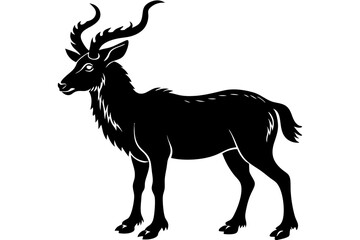 markhor silhouette vector, markhor animal icon symbol	