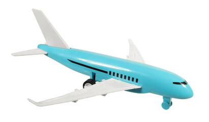 Vintage plastic toy airplane isolated on white background. Old toys concept