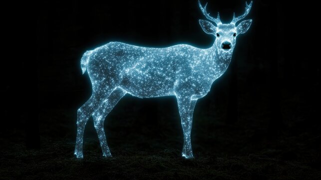 Glowing deer in the dark