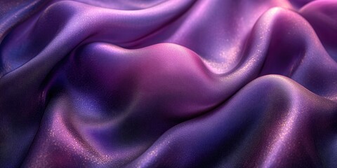 Fototapeta premium Close-up of Wrinkled, Shimmering Purple Fabric with Soft Lighting