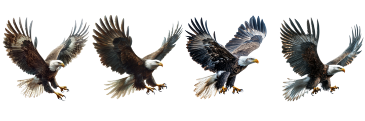 powerful eagle in mid-flight with wings spread wide  isolated on transparent png background
