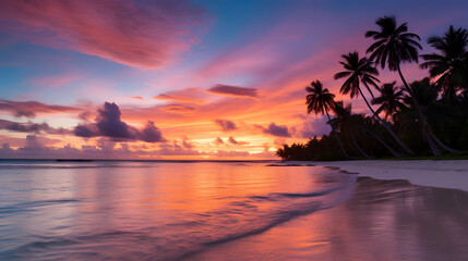 golden hour beach photo, tropical beach