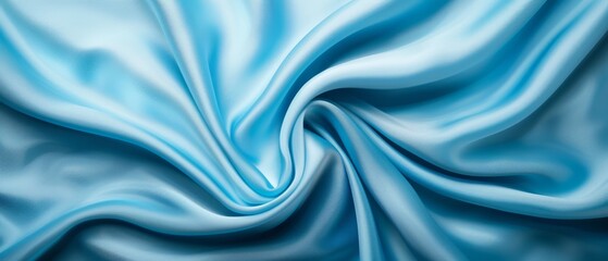 Obraz premium A tight shot of blue fabric with a wavy pattern at its upper and lower edges