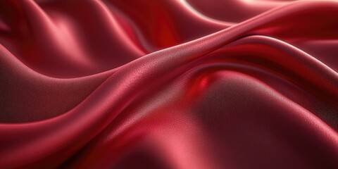 Obraz premium Close-up of Smooth, Red Fabric with Light Reflections