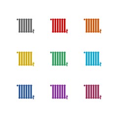 Heating radiator icon isolated on white background. Set icons colorful