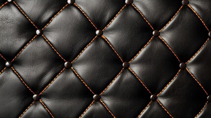 Luxury black leather upholstery with diamond pattern stitching