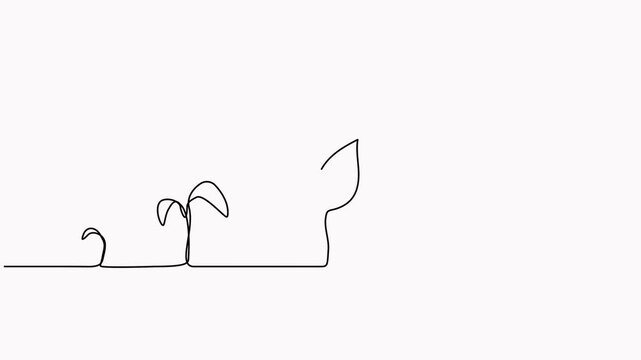 Plant growth process continuous line art drawing animation.