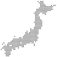 Dotted Japan map, black dot map of Japan vector illustration