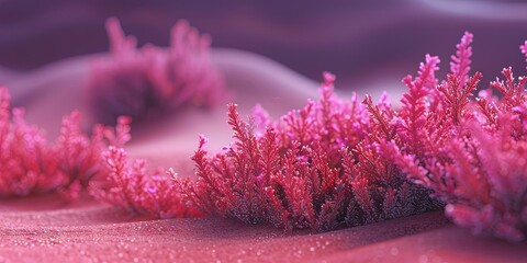 pink algae growing on red sand