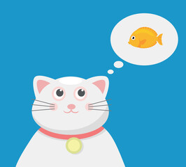 Cat and Fish - Illustration
