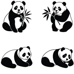 panda bear and bamboo set on vector design © Saiful