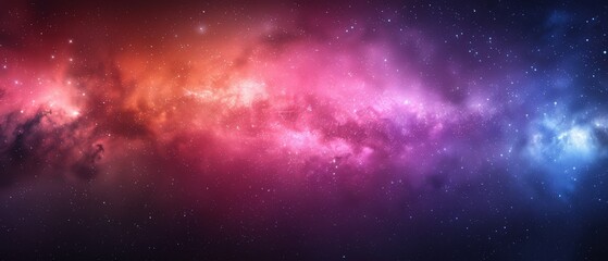 Obraz premium A vibrant expanse of stars, predominantly hued in shades of blue and pink, concentrates around a luminous binary star at the image's core