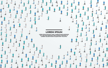 A large group of doctors on white background. Doctor people crowd seamless background. Doctors day concept. Vector illustration