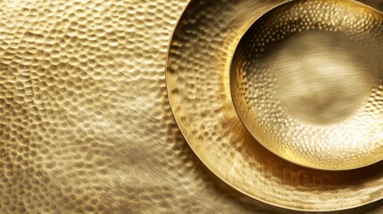 Golden plate texture featuring a subtle hammered effect, with delicate highlights and shadows emphasizing the dimensionality