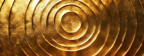 Golden plate texture featuring concentric circular patterns, with lighting positioned to accentuate the depth and movement in the design