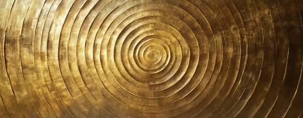 Golden plate texture featuring concentric circular patterns, with lighting positioned to accentuate the depth and movement in the design