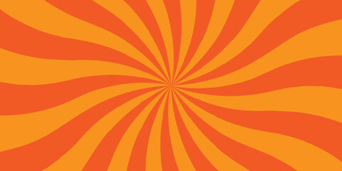 Minimal sunrise radiate striped geometric circus light orange sunburst ray vector backdrop texture background. orange and red retro poster shine spiral template design.	
