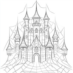 gothic castle with large spider web