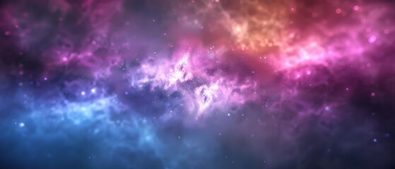 Fototapeta premium A star-filled expanse dotted with a radiant cloud of pink, blue, and purple hues, teeming with stars