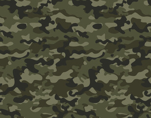Fototapeta premium camouflage army pattern seamless vector background, classic khaki texture, forest hunting design