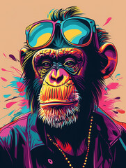 colorful vintage poster of ape