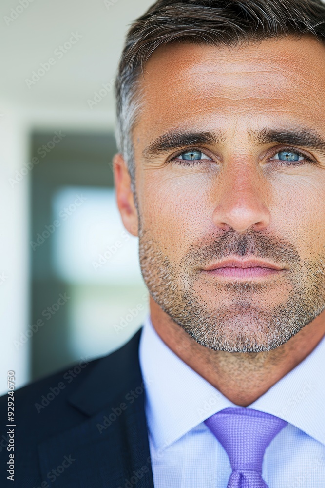 Sticker Serious businessman with blue eyes and beard