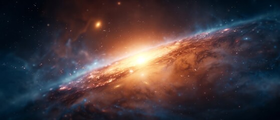 Obraz premium A tight shot of a colossal star glowing fiercely at the heart of the dark night sky, radiating intense light from its core