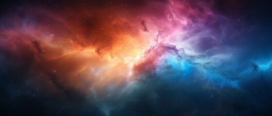 Fototapeta premium A vibrant expanse of stars, teeming skyward, with scattered clouds interspersed amidst it