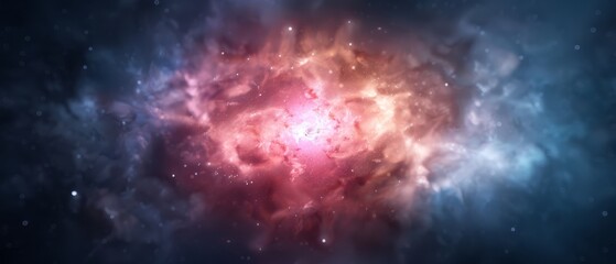 Obraz premium A tight shot of a massive star, centrally located in a vast expanse of stars and cosmic debris