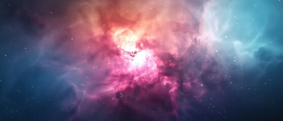Fototapeta premium A space image featuring stars with a prominent pink-blue star at its core