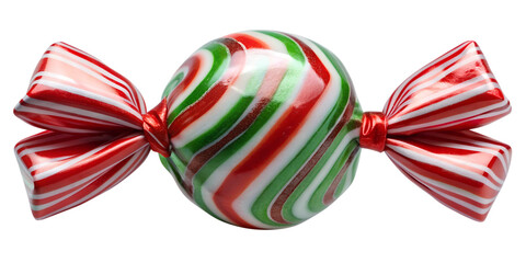 PNG Christmas striped peppermint candy with red bow transparent