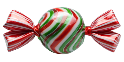 PNG Christmas striped peppermint candy with red bow transparent